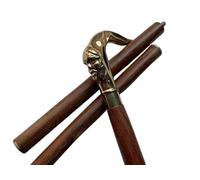 Antique Brass Man Face Head Walking Cane - Brown Foldable Wooden Walking Stick with Sculpted Gentleman’s Head Handle | Vintage Style for Men Women & Seniors