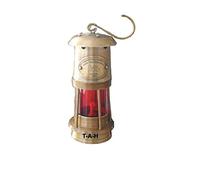 Antique Brass Miner Oil Lamp Nautical Maritime Red Glass Ship Lantern 6 Inches Lamp
