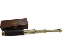 Antique Brass Mini Pirate Shiny Brass Telescope Spyglass with Solid Wooden Box Vintage Telescope Pirate Decore Brass Decorative Telescope Size 16 Inch''