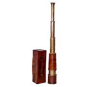 Antique Brass Nautical Pirate Handheld Telescope With Leather Box Decorative Collapsible Monocular Telescope Collectibles.