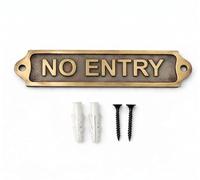 Antique Brass NO ENTRY Door Sign Plaque 22 x 5 cm Wall Mounted Safety Sign for Offices, Private Areas, Commercial Buildings, Schools, Hotels, Warehouses, Businesses & Restricted Access Doors