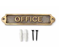 Antique Brass Office Door Sign Plaque with Raised Lettering, Metal Office Name Plate for Business Workplace, Reception, Study, Meeting Room, Home Office, Wall & Door Identification Sign 22 x 5 cm