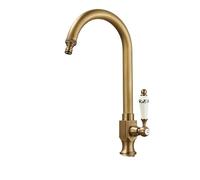 Antique Brass Outdoor Antifreeze Faucet, 360° Swivel Spout Single-Cold Tap for Balcony(A)