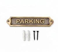 Antique Brass Parking Door Sign Plaque with Raised Lettering, Cast Metal Wall & Gate Sign for Driveways, Garages, Private Parking Areas, Homes, Offices & Commercial Buildings, 22 x 5 cm