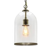 Antique Brass Pendant Light Glass Ceiling Lampshade Bell Vintage Chain Lantern H3054-F