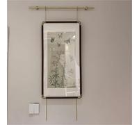 Antique Brass Picture Hanging Rod Hardware - 45.2" Metal Gallery Rail & Chain Frame Hanger for Home Decor, Art Display, Museum Quality Wall Mounting