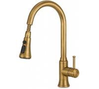 Antique Brass Pull-Out Kitchen Faucet