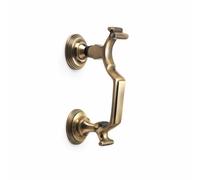 Antique Brass Reeded Doctor Door Knocker Front Back Heavy Quality Large Solid AB Hardware