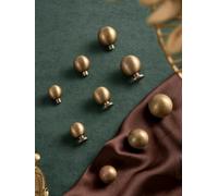 Antique Brass Round Cabinet Handles Drawer Knobs Solid Vintage Bronze Knob Retro Brass Kitchen Hardware for Cupboard Furniture(A Knob-29mm)