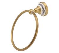 Antique Brass Round Towel Ring 18.5cm, Stainless Steel Wall Mounted Towel Holder with Porcelain Base, Bronze Towel Rack for Bathroom & Kitchen