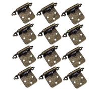 Antique Brass Self-Closing Cabinet Hinge, 12 Pack Heavy Duty Steel Spring Hinges for Kitchen Face Frame Cupboard Doors, 1/2 Inch Overlay with Screws