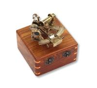 Antique Brass Sextant 4-Inch - Vintage Maritime Navigation Instrument Replica for Celestial Navigation - Handcrafted Nautical Decor with Leather Storage Case - Marine Collectible Gift