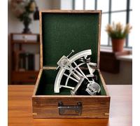 Antique Brass Sextant - Nautical Maritime Navigation Instrument with Wooden Box | Vintage Style Marine Sextant for Collectors, Sailors, Home & Office Decor | Nautical Gift for Men & Women