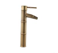 Antique Brass Single Handle Basin Mixer Tap with Ceramic Valve, Deck Mounted Bathroom Sink Faucet for Hot and Cold Water(L)