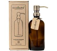 Antique Brass Soap Dispenser Stainless Steel, with Amber Glass Jar, BPA Free, Eco Friendly, 500ml, Housewarming Gift Box