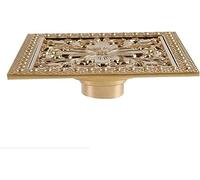 Antique Brass Square Floor Drain - Vintage Carved Shower Waste Drainer Stylish Bathroom Water Drainage Solution & Elegant Design for Modern Homes
