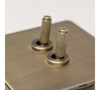Antique Brass Straight Knurled Switches and Sockets (2 gang 2 way Toggle) | 2 Gang, 2 Way Toggle