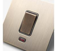 Antique Brass Straight Knurled Switches and Sockets (20A Switch)