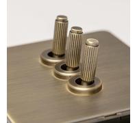 Antique Brass Straight Knurled Switches and Sockets (3 gang 2 way Toggle)
