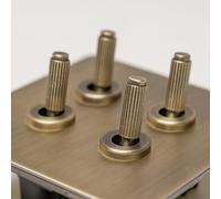 Antique Brass Straight Knurled Switches and Sockets (4 gang 2 way Toggle)