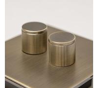 Antique Brass Straight Knurled Switches and Sockets | Screwless Front Plate (2 Gang Dimmer - 2 way)