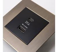 Antique Brass Straight Knurled Switches and Sockets (USB A & C Socket)