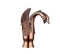 Antique Brass Swan Shape Bathroom Basin Sink Faucet One Hole Mixer Tap Deck Mounted, Red Bronze Short