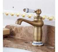 Antique Brass Tap European Style Bathroom Sink Faucet Copper Hot Water Mixer for Kitchen & Basin Black Brushed Finish Above Counter B Bronze Color-B-Bronze-A