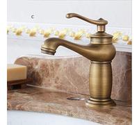 Antique Brass Tap European Style Bathroom Sink Faucet Copper Hot Water Mixer for Kitchen & Basin Black Brushed Finish Above Counter B Bronze Color-Bronze-A