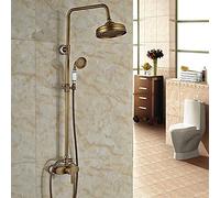 Antique Brass tatic Rainfall Shower Mixer Set | Retro Bathroom Shower Column with 20.3 cm Rain Shower Head | ry Vinta Shower Experience