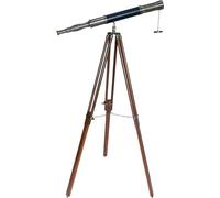 Antique Brass Telescope Black Leather Wrap Vintage Floor Standing Wooden Adjustable Tripod Decor Telescopes Pirate Spyglass