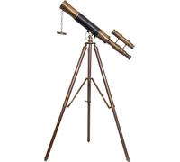 Antique Brass Telescope Double Barrel Solid nuatical Black Leather with Unique Brass Tripod Stand