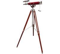 Antique Brass Telescope Leather Coverd Tube Nautical Wooden Stand Brown Adjustable Tripod High Magnification Home Decor