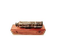 Antique Brass Telescope with Leather Box - Handheld Nautical Telescope Brass Finish Design Engraved Spyglass for Decor, Gifting, Collectors, Maritime Enthusiasts (Engraved Black, 24 inch)
