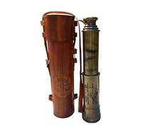 Antique Brass Telescope with Leather Box - Handheld Nautical Telescope Brass Finish Design Engraved Spyglass for Decor, Gifting, Collectors, Maritime Enthusiasts (Cammando Brown, 32 inch)