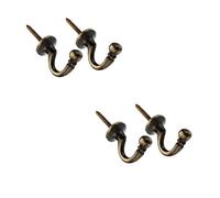 Antique Brass Tie Backs Ball End Curtain Drape Tassel Screw in Hooks U Shaped Curtain Tie Hooks Antique Brass Curtain Tie Back Fixings for Curtains Clothes Coat Hanger Hook Pack of 4.