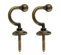 Antique Brass Tie Backs Ball End Curtain Drape Tassel Screw in Hooks U Shaped Curtain Tie Hooks Antique Brass Curtain Tie Back Fixings for Curtains Clothes Coat Hanger Hook Pack of 2.