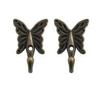 Antique Brass Tie Backs Butterfly-shaped clothing hook End Curtain Drape Tassel Screw in Hooks Curtain Tie Hooks Antique Brass Curtain Tie Back Fixings for Curtains Clothes Coat Hanger Hook Pack of 2.