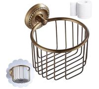 Antique Brass Toilet Roll Holder - Wall-Mounted, Modern, Durable - Bathroom Wire Basket - Ideal for Vintage Style Lovers & Home Decorators