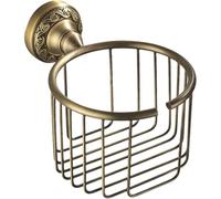 Antique Brass Toilet WC Roll or Shampoo Basket Holder Wall Mounted