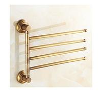 Antique Brass Towel Holder Rack Wall Mounted 4 Layer Rotating Bath Towel Rails for Bathroom Kitchen (Color: Antique Brass)