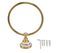 Antique Brass Towel Ring, Bathroom Hand Towel Holder, Blue and White Porcelain Decal Design, Wall Mounted Towel Rack for Bathroom with Stainless Steel Construction, Vintage Style B