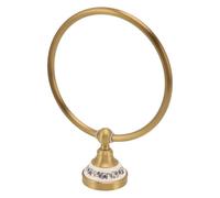 Antique Brass Towel Ring - Wall Towel Holder with Blue and White Porcelain Sticker - Ideal for Bathroom Accessories