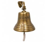 Antique Brass Traditional Ship Bell Wall Mounted Us Navy 6" Indoor/Outdoor Home Bars Rustic Vintage Home Decor Gifts