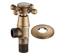 Antique Brass Triangle Valve, G1/2 Water Control Stop Tap for Bathroom with Decorative Cover, 65mm Handle Diameter