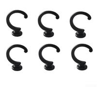 Antique Brass U Shaped Curtain Tieback Hooks, Metal Wall Mounted Drapery Holdbacks for Living Room Bedroom Office, Classic Round End Design, 1.8 x 1.2 Inch, 6 Pack(Black)