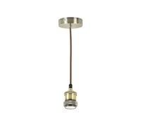 ANTIQUE BRASS VINTAGE E27 PENDANT CORD SET LAMP HOLDER WITH 1.8M NYLON BRAIDED MAINS CABLE