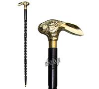 Antique Brass Walking Cane Stick with Unique Rabbit Head Handle Vintage Brown Wooden Cane Gift For Women Men (Lucky-Rabbit)
