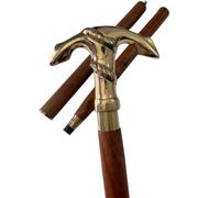 Antique Brass Walking Stick - 36-Inch Foldable Wooden Shaft with Anchor Handle Adjustable Victorian Style Gift for Father & Grandfather,