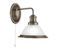 Wall Light Brass Bistro Single Antique Marble Glass Searchlight 1481AB